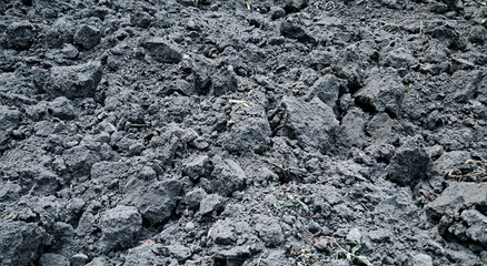 Close-up of cultivated ground with dry earth chunks