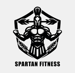 Spartan Fitness Logo with Laurel and Arrows Design