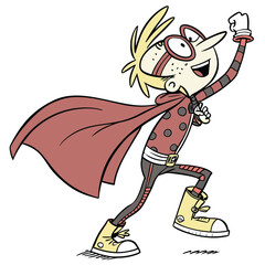 Fototapeta premium Cartoon superhero in action pose