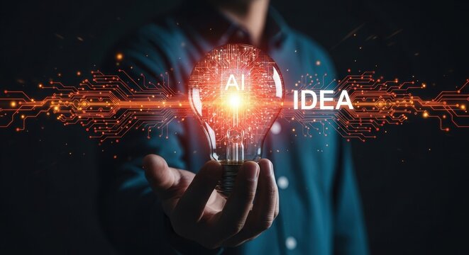 Ai artificial intelligence lightbulb innovation idea technology concept digital future solution spark