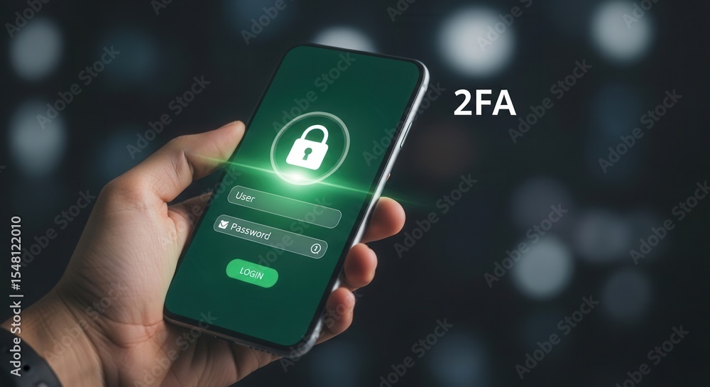 Poster two factor authentication security login on mobile phone for online account protection access app
