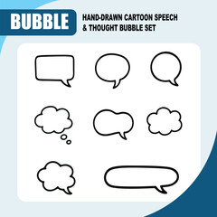 Hand-Drawn Cartoon Speech and Thought Bubble Set
