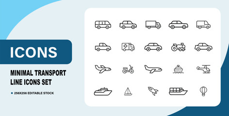Minimal Transport Line Icons