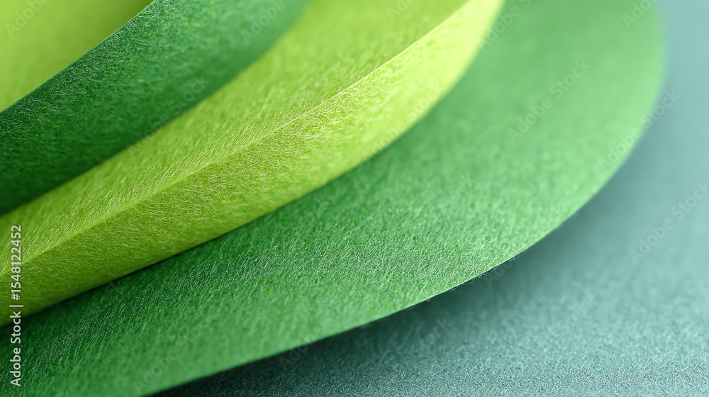 Poster close-up view of layered green and yellow paper sheets creating a rich texture and vibrant colors, i