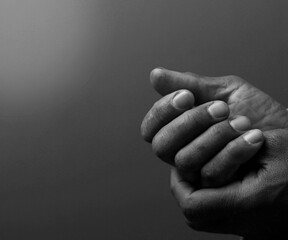 Praying to God with hands together stock image stock photo