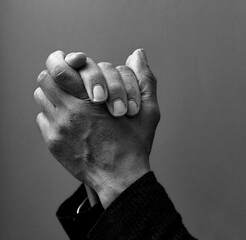 Praying to God with hands together stock image stock photo