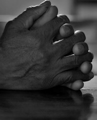 Praying to God with hands together stock image stock photo