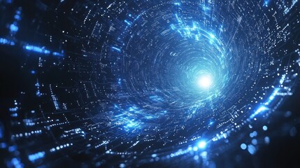 Obraz premium Digital tunnel, light speed, futuristic vortex, glowing data network