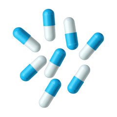 Blue and White Capsules Scattered