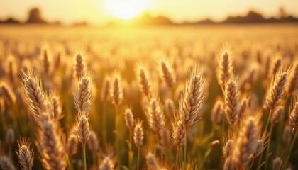 Fototapeta premium Harvesting dreams wheat field at sunset nature scene golden hour peaceful landscape tranquil view