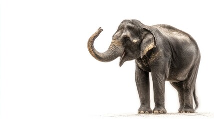 Elephant portrait against white background