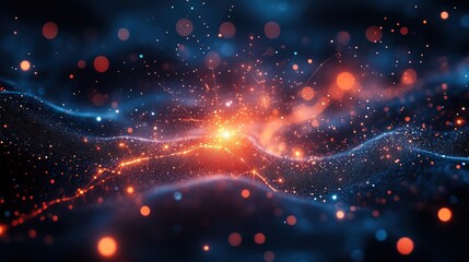 Futuristic Neon Data Waves in Deep Space