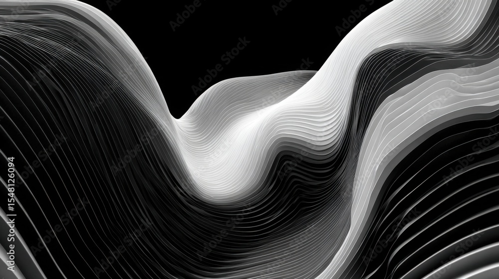 Poster curved lines in contrasting shades form a mesmerizing pattern, evoking movement and depth. this mode