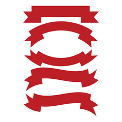 Red Ribbon Banner Vector Set Curved & Flat Decorative Labels Design