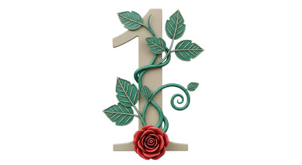 Obraz premium Isolated Number One Floral Design