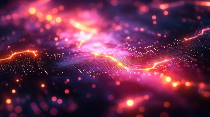 Futuristic Neon Data Waves in Deep Space