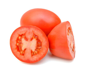 Plum tomatoes on white background 