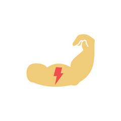 Strong muscle power concept with lightning icon, simple flat style, vector illustration, symbol, design logo template pictogram, for ui or ux isolated on white for mobile app, editable