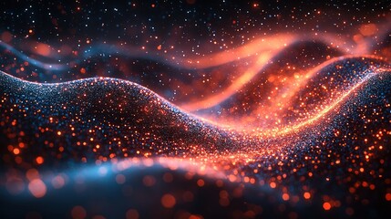 Futuristic Neon Data Waves in Deep Space