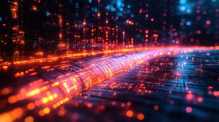 Futuristic Neon Data Waves in Deep Space