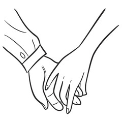 Two Hands Holding Intertwined Black Line Art fingers