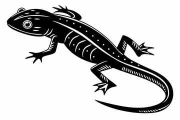 Naklejka premium newt sihouette black vector 