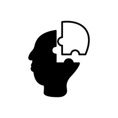 puzzle head icon, simple flat style, vector illustration, symbol, design logo template pictogram, for ui or ux isolated on white for mobile app, editable