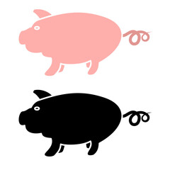 pig icon, simple flat style, vector illustration, symbol, design logo template pictogram, for ui or ux isolated on white for mobile app, editable
