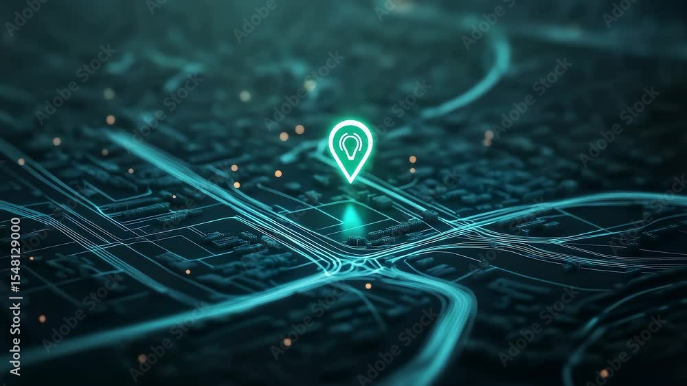 Poster digital map location navigation technology background video