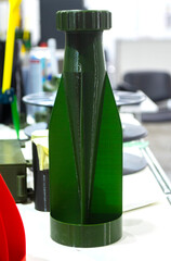 Shank stabilizer printed on 3D printer from molten plastic. Stabilization tail created on 3D printer. Prototype model of rocket bomb tip printed on 3D printer. Modern innovation 3D printing technology