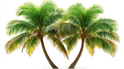 Tropical palm trees isolated on white background. Possible use Stock photo