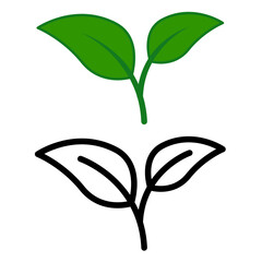 leaf icon, simple flat style, illustration, logo sign symbol pictogram template, for ui or ux isolated on white for mobile app, editable