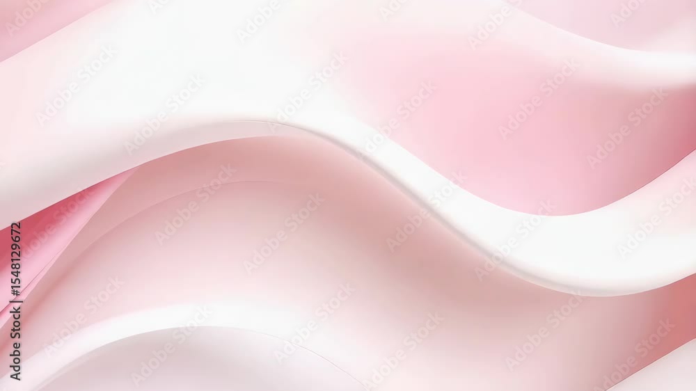 Poster abstract smooth curved waves and delicate folds creating a soft pink and white texture, perfect for 