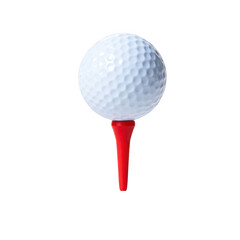 Golf Ball on Red Tee Ready to Play