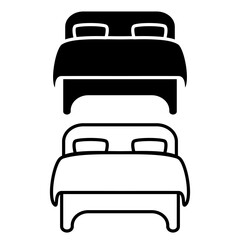 double bed icon, simple flat style, vector illustration, symbol, design logo template pictogram, for ui or ux isolated on white for mobile app, editable