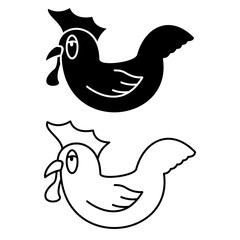 chicken icon, simple flat style, vector illustration, symbol, design logo template pictogram, for ui or ux isolated on white for mobile app, editable