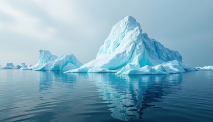 Majestic iceberg reflection in serene arctic waters nature photography tranquil environment wide angle