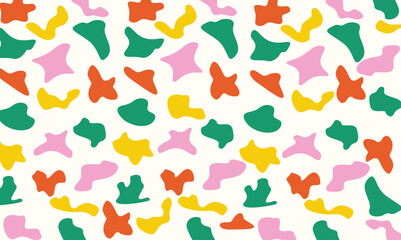 Colorful Abstract Organic Shapes Pattern on Beige Background – Modern Decorative Vector Illustration