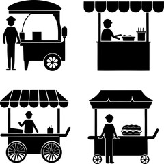 street food market stalls standing in public park  (1).eps