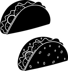 taco with tortilla shell mexican lunch flat vector.eps