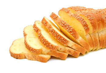 Slice grain bread isolated on white background