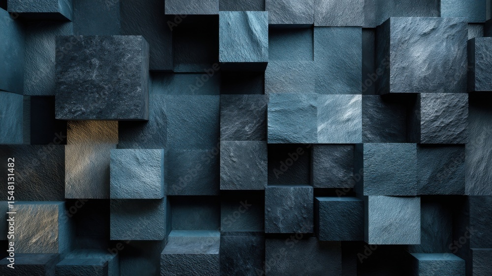 Aufkleber a striking display of interlocking blue and gray cubes forms a contemporary art piece. the cubes var
