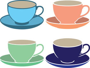 Obraz premium Teacup Colorful Vector Illustration Design Collection