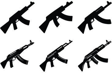 "Assault Rifle Silhouette Vector – Military Weapon Icon in Minimal Style"