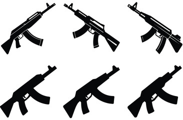 "Assault Rifle Silhouette Vector – Military Weapon Icon in Minimal Style"