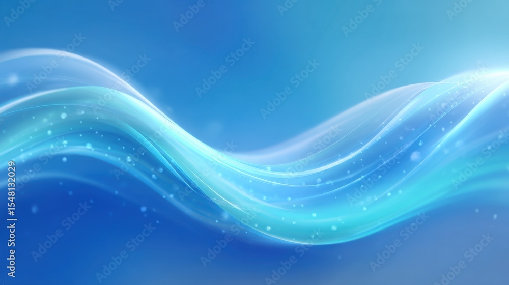 Poster waves of blue and white intertwine, creating a tranquil and elegant atmosphere filled with soft spar