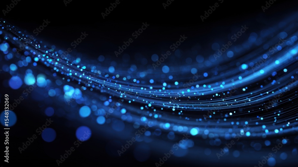 Poster bright blue light streaks dance across a dark background, creating a captivating visual. this dynami