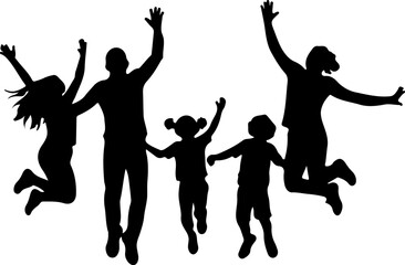 silhouettes of jumping people