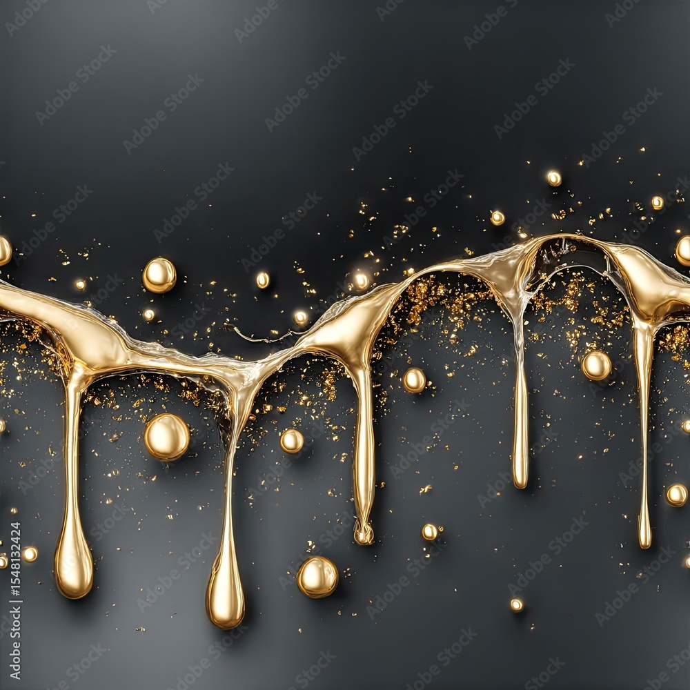 Aufkleber rich black and gold abstract background features a fluid marble effect adorned with splashes of pain