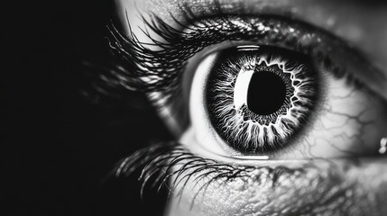 Fototapeta premium Closeup black and white eye detail